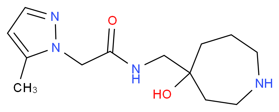 N-[(4-hydroxy-4-azepanyl)methyl]-2-(5-methyl-1H-pyrazol-1-yl)acetamide_Molecular_structure_CAS_)