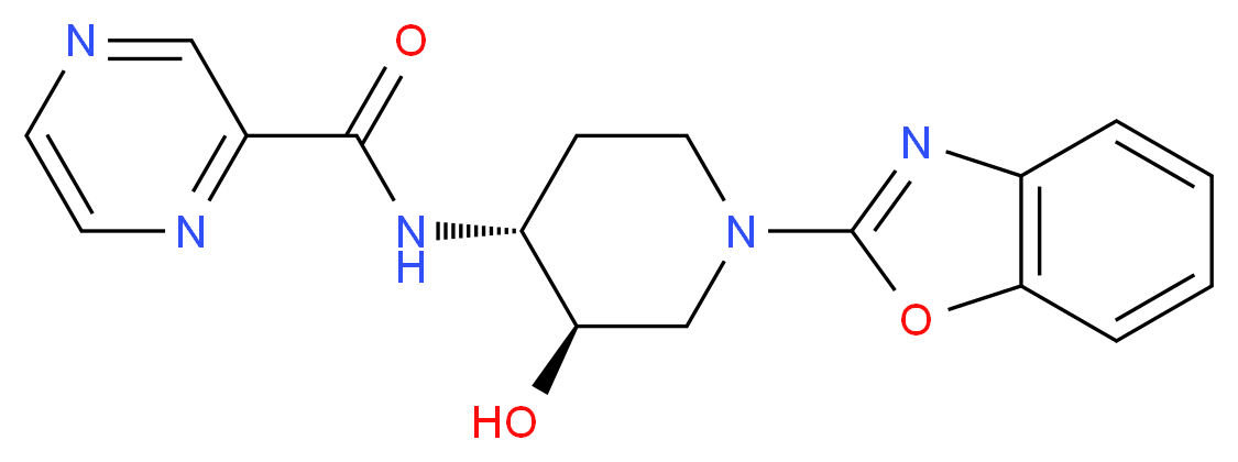 N-[(3R*,4R*)-1-(1,3-benzoxazol-2-yl)-3-hydroxypiperidin-4-yl]pyrazine-2-carboxamide_Molecular_structure_CAS_)