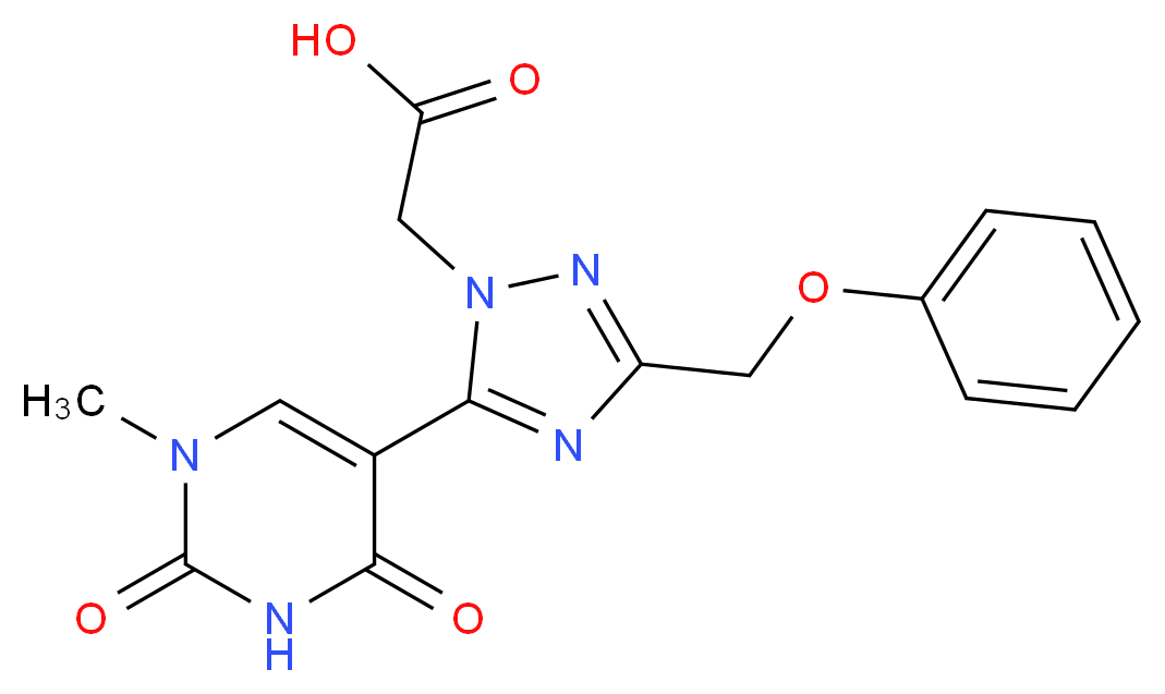 [5-(1-methyl-2,4-dioxo-1,2,3,4-tetrahydropyrimidin-5-yl)-3-(phenoxymethyl)-1H-1,2,4-triazol-1-yl]acetic acid_Molecular_structure_CAS_)