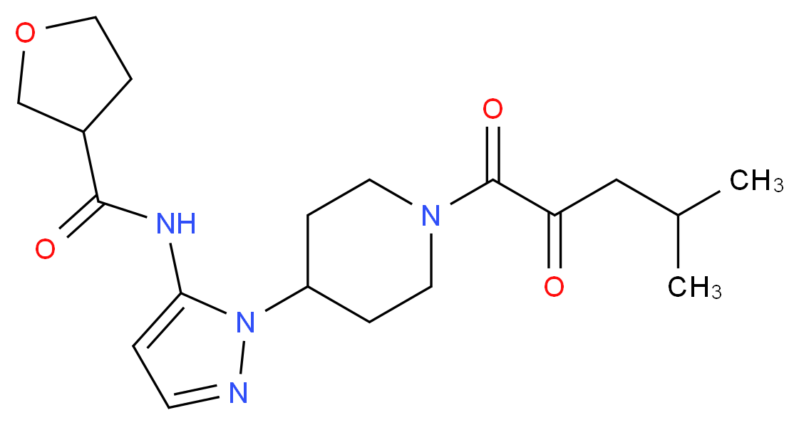 N-{1-[1-(4-methyl-2-oxopentanoyl)-4-piperidinyl]-1H-pyrazol-5-yl}tetrahydro-3-furancarboxamide_Molecular_structure_CAS_)