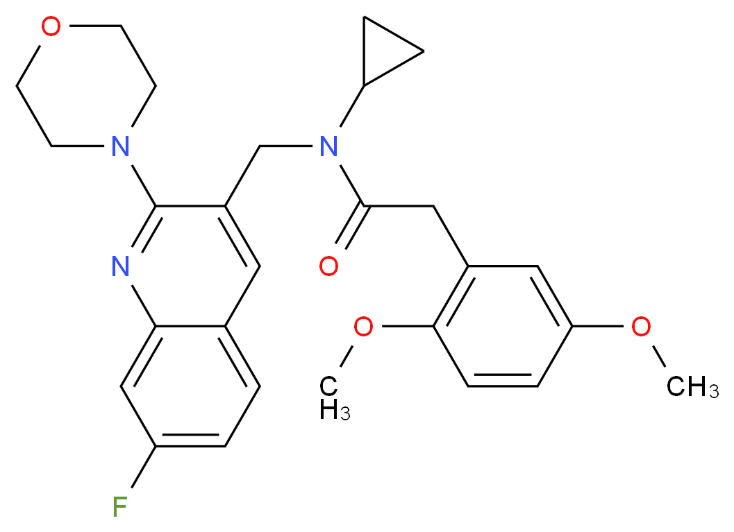 N-cyclopropyl-2-(2,5-dimethoxyphenyl)-N-{[7-fluoro-2-(4-morpholinyl)-3-quinolinyl]methyl}acetamide_Molecular_structure_CAS_)