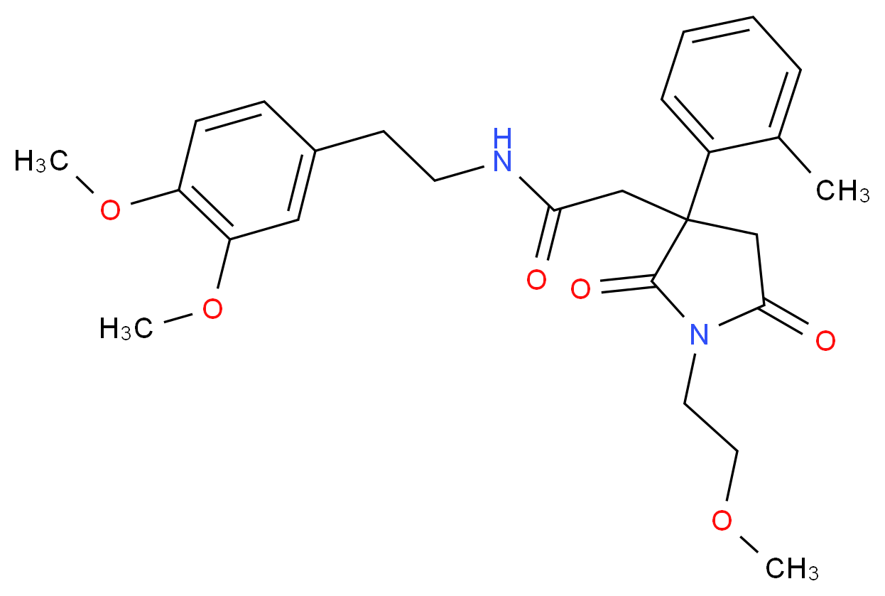 N-[2-(3,4-dimethoxyphenyl)ethyl]-2-[1-(2-methoxyethyl)-3-(2-methylphenyl)-2,5-dioxo-3-pyrrolidinyl]acetamide_Molecular_structure_CAS_)