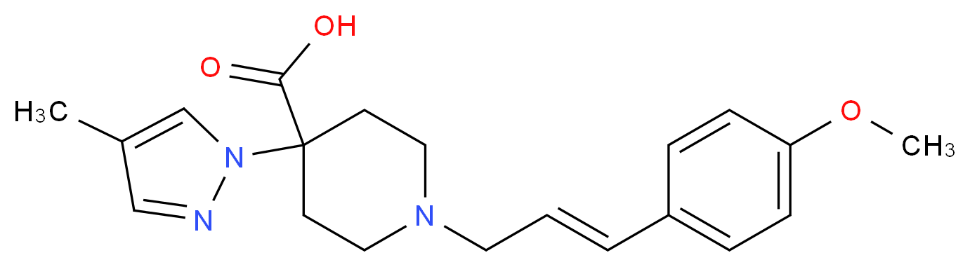 1-[(2E)-3-(4-methoxyphenyl)prop-2-en-1-yl]-4-(4-methyl-1H-pyrazol-1-yl)piperidine-4-carboxylic acid_Molecular_structure_CAS_)