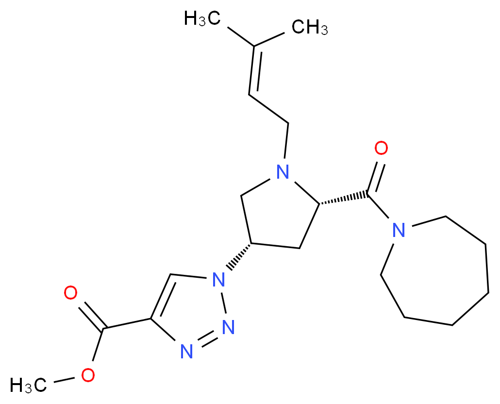 methyl 1-[(3S,5S)-5-(1-azepanylcarbonyl)-1-(3-methyl-2-buten-1-yl)-3-pyrrolidinyl]-1H-1,2,3-triazole-4-carboxylate_Molecular_structure_CAS_)