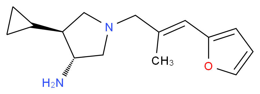 (3R*,4S*)-4-cyclopropyl-1-[(2E)-3-(2-furyl)-2-methyl-2-propen-1-yl]-3-pyrrolidinamine_Molecular_structure_CAS_)