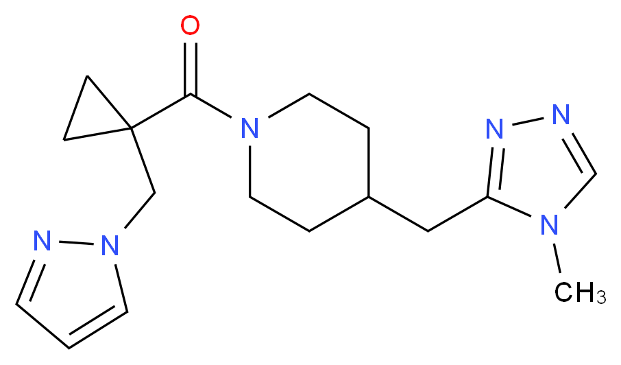 4-[(4-methyl-4H-1,2,4-triazol-3-yl)methyl]-1-{[1-(1H-pyrazol-1-ylmethyl)cyclopropyl]carbonyl}piperidine_Molecular_structure_CAS_)