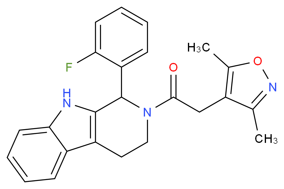 2-[(3,5-dimethyl-4-isoxazolyl)acetyl]-1-(2-fluorophenyl)-2,3,4,9-tetrahydro-1H-beta-carboline_Molecular_structure_CAS_)