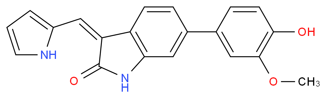 (3Z)-6-(4-HYDROXY-3-METHOXYPHENYL)-3-(1H-PYRROL-2-YLMETHYLENE)-1,3-DIHYDRO-2H-INDOL-2-ONE_Molecular_structure_CAS_)