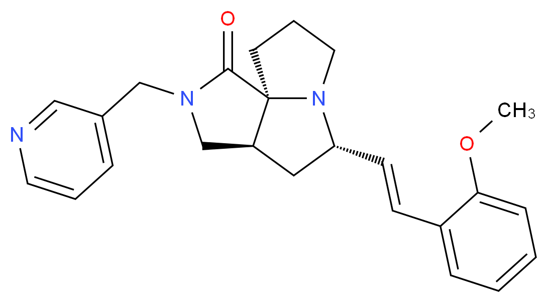 (3aS*,5S*,9aS*)-5-[(E)-2-(2-methoxyphenyl)vinyl]-2-(3-pyridinylmethyl)hexahydro-7H-pyrrolo[3,4-g]pyrrolizin-1(2H)-one_Molecular_structure_CAS_)