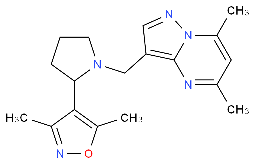3-{[2-(3,5-dimethylisoxazol-4-yl)pyrrolidin-1-yl]methyl}-5,7-dimethylpyrazolo[1,5-a]pyrimidine_Molecular_structure_CAS_)