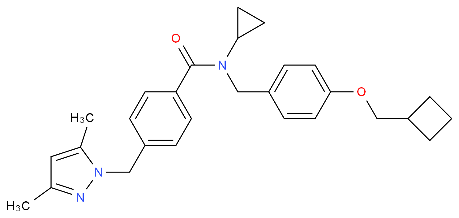 N-[4-(cyclobutylmethoxy)benzyl]-N-cyclopropyl-4-[(3,5-dimethyl-1H-pyrazol-1-yl)methyl]benzamide_Molecular_structure_CAS_)