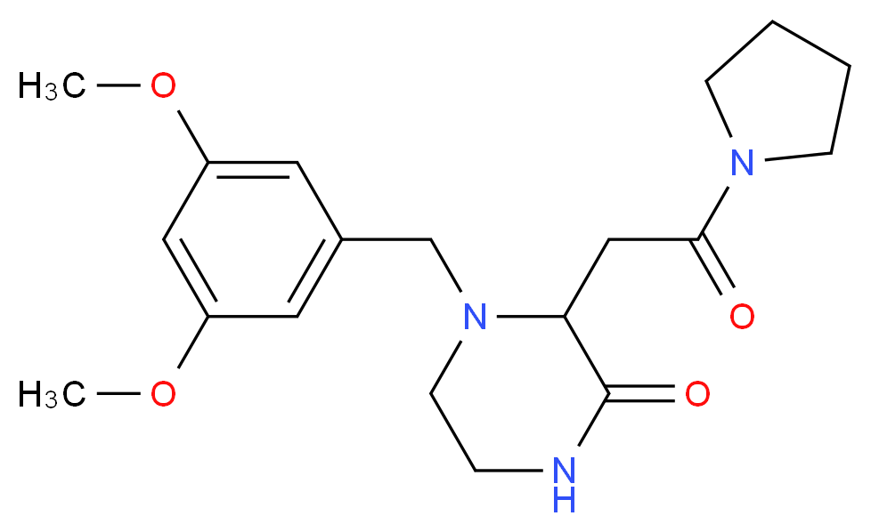 4-(3,5-dimethoxybenzyl)-3-[2-oxo-2-(1-pyrrolidinyl)ethyl]-2-piperazinone_Molecular_structure_CAS_)