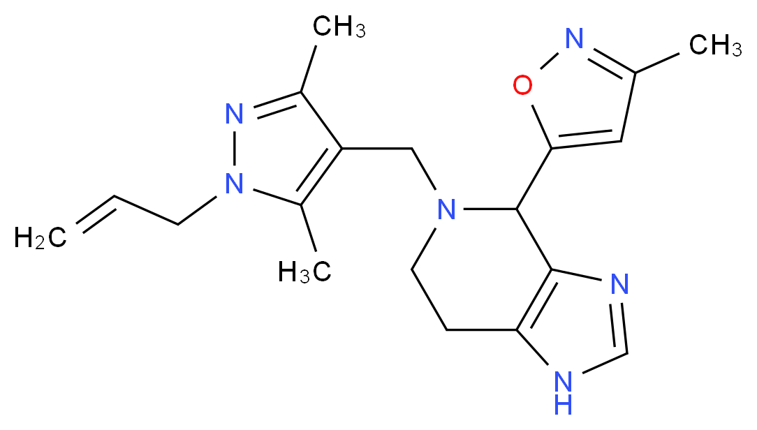 5-[(1-allyl-3,5-dimethyl-1H-pyrazol-4-yl)methyl]-4-(3-methylisoxazol-5-yl)-4,5,6,7-tetrahydro-1H-imidazo[4,5-c]pyridine_Molecular_structure_CAS_)