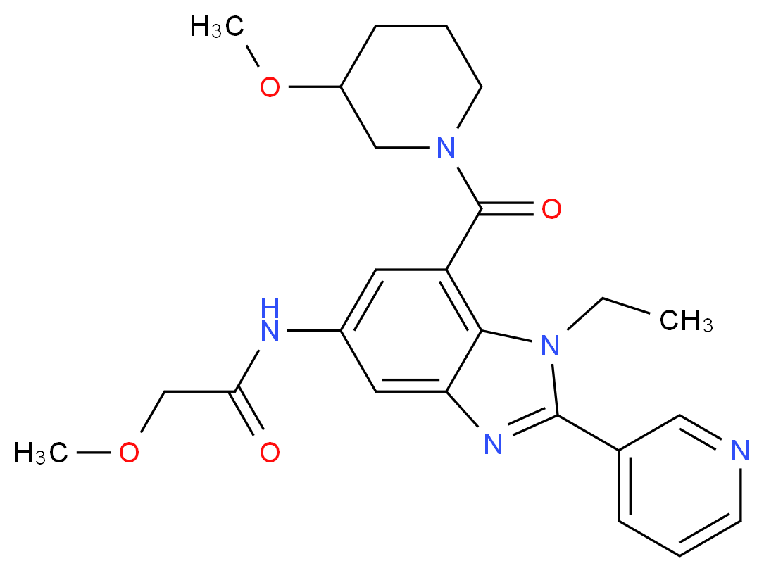 N-[1-ethyl-7-[(3-methoxy-1-piperidinyl)carbonyl]-2-(3-pyridinyl)-1H-benzimidazol-5-yl]-2-methoxyacetamide_Molecular_structure_CAS_)
