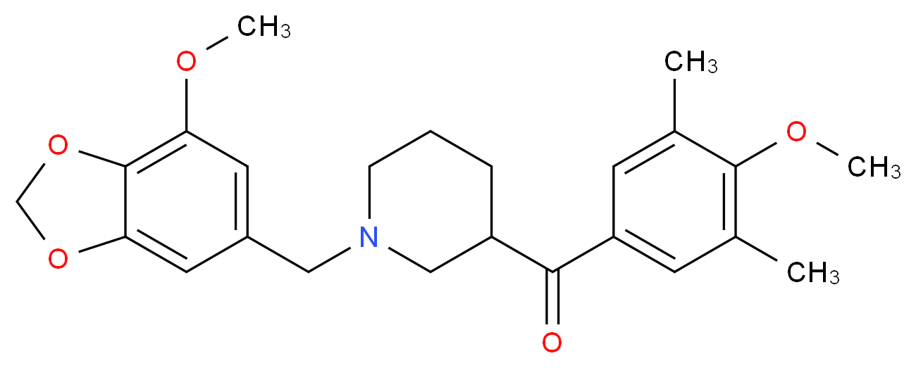 {1-[(7-methoxy-1,3-benzodioxol-5-yl)methyl]-3-piperidinyl}(4-methoxy-3,5-dimethylphenyl)methanone_Molecular_structure_CAS_)