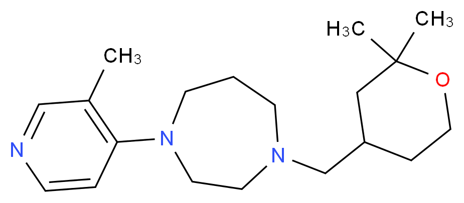 1-[(2,2-dimethyltetrahydro-2H-pyran-4-yl)methyl]-4-(3-methylpyridin-4-yl)-1,4-diazepane_Molecular_structure_CAS_)