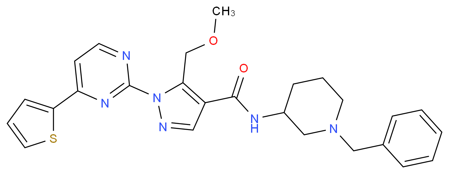 N-(1-benzyl-3-piperidinyl)-5-(methoxymethyl)-1-[4-(2-thienyl)-2-pyrimidinyl]-1H-pyrazole-4-carboxamide_Molecular_structure_CAS_)