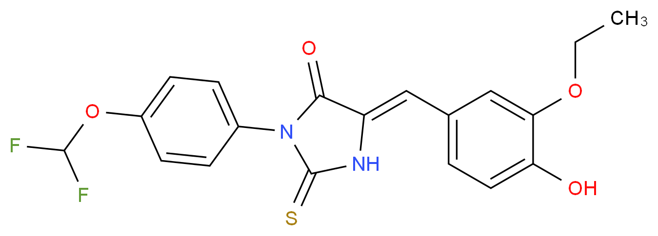 (5Z)-3-[4-(difluoromethoxy)phenyl]-5-(3-ethoxy-4-hydroxybenzylidene)-2-thioxoimidazolidin-4-one_Molecular_structure_CAS_)