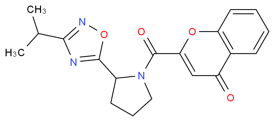 2-{[2-(3-isopropyl-1,2,4-oxadiazol-5-yl)pyrrolidin-1-yl]carbonyl}-4H-chromen-4-one_Molecular_structure_CAS_)