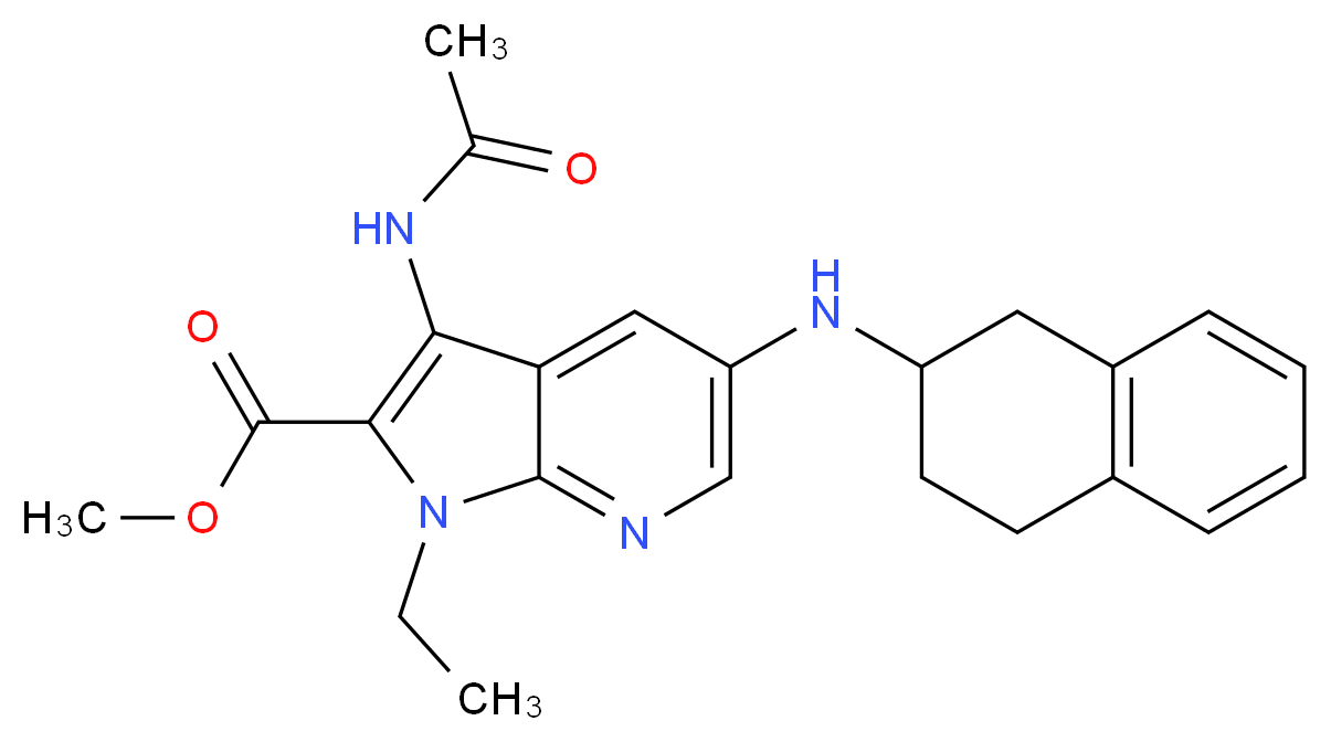 methyl 3-(acetylamino)-1-ethyl-5-(1,2,3,4-tetrahydro-2-naphthalenylamino)-1H-pyrrolo[2,3-b]pyridine-2-carboxylate_Molecular_structure_CAS_)