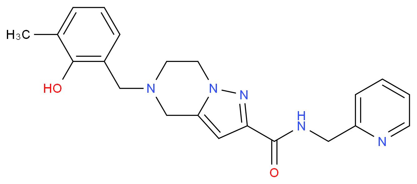 5-(2-hydroxy-3-methylbenzyl)-N-(pyridin-2-ylmethyl)-4,5,6,7-tetrahydropyrazolo[1,5-a]pyrazine-2-carboxamide_Molecular_structure_CAS_)