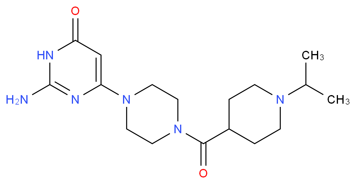 2-amino-6-{4-[(1-isopropyl-4-piperidinyl)carbonyl]-1-piperazinyl}-4(3H)-pyrimidinone_Molecular_structure_CAS_)