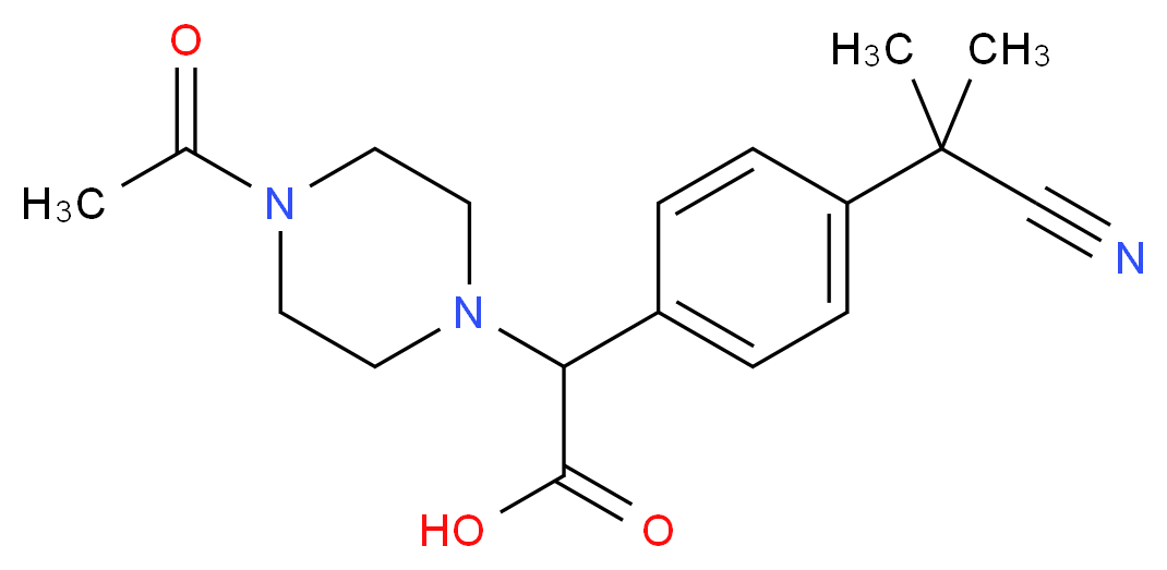 (4-acetylpiperazin-1-yl)[4-(1-cyano-1-methylethyl)phenyl]acetic acid_Molecular_structure_CAS_)