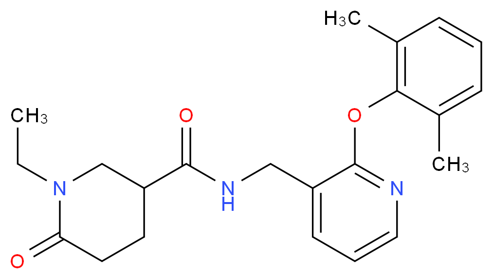 N-{[2-(2,6-dimethylphenoxy)-3-pyridinyl]methyl}-1-ethyl-6-oxo-3-piperidinecarboxamide_Molecular_structure_CAS_)
