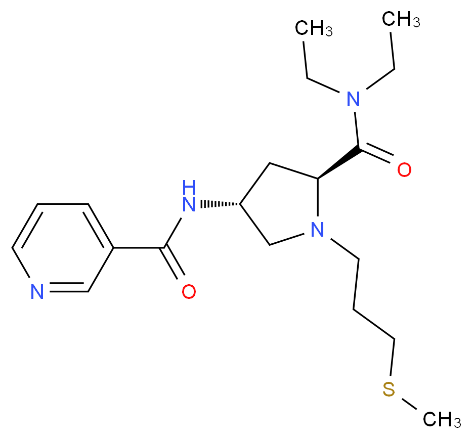 N-{(3R,5S)-5-[(diethylamino)carbonyl]-1-[3-(methylthio)propyl]pyrrolidin-3-yl}nicotinamide (non-preferred name)_Molecular_structure_CAS_)