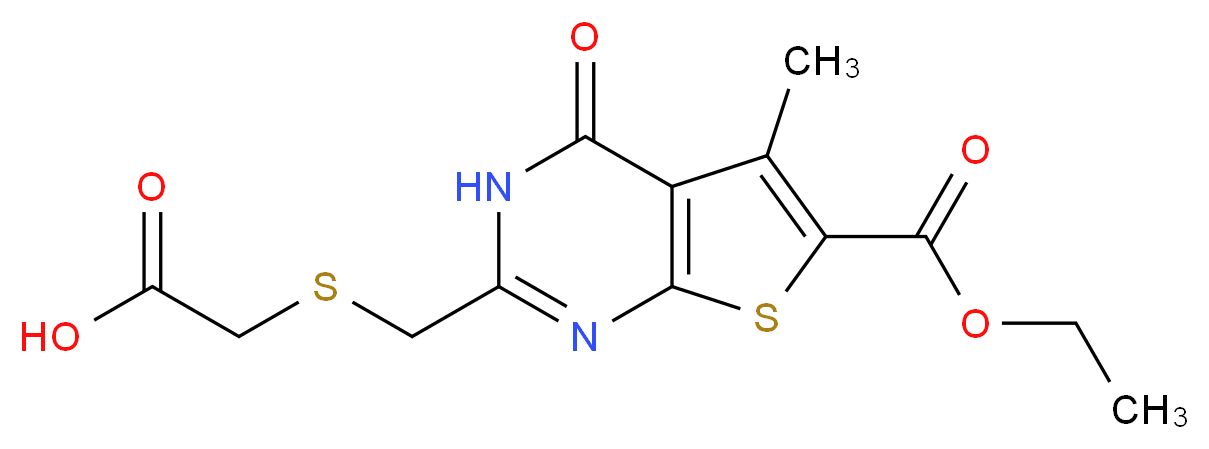 ({[6-(ethoxycarbonyl)-5-methyl-4-oxo-3,4-dihydrothieno[2,3-d]pyrimidin-2-yl]methyl}thio)acetic acid_Molecular_structure_CAS_)