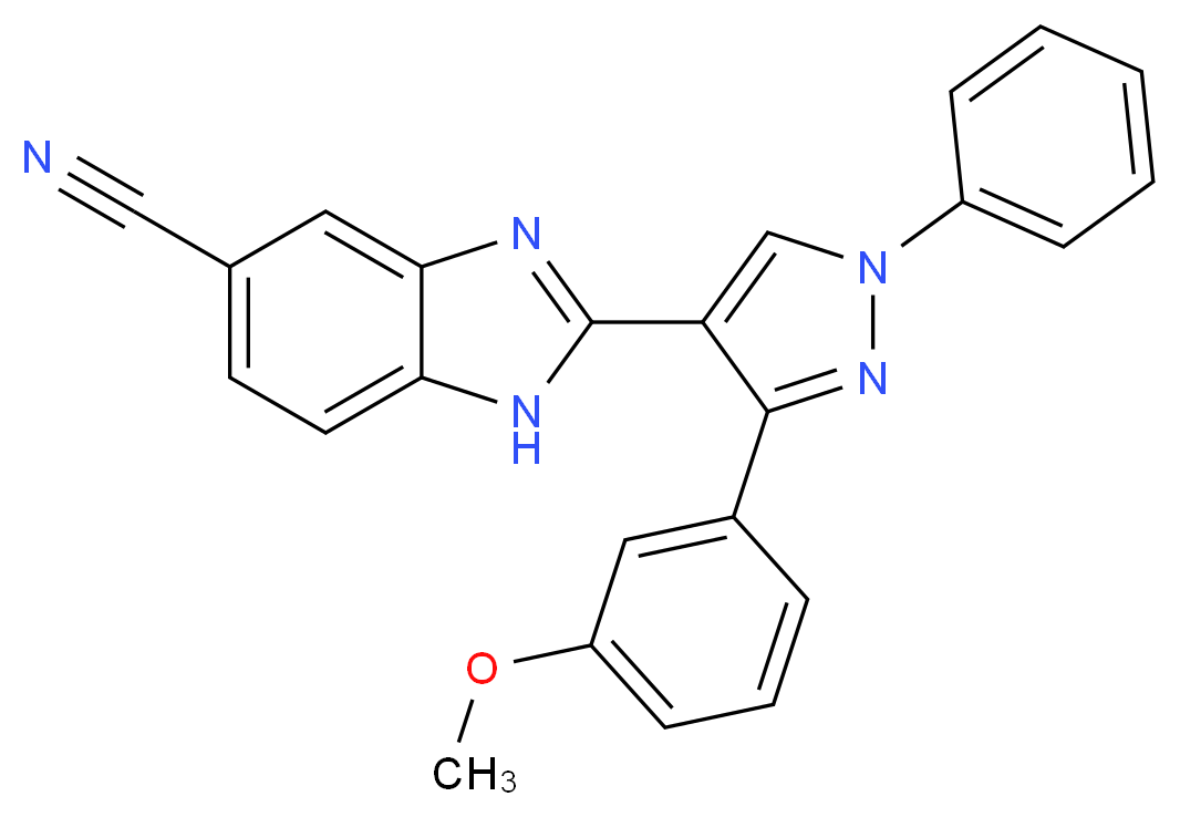 2-[3-(3-methoxyphenyl)-1-phenyl-1H-pyrazol-4-yl]-1H-benzimidazole-5-carbonitrile_Molecular_structure_CAS_)