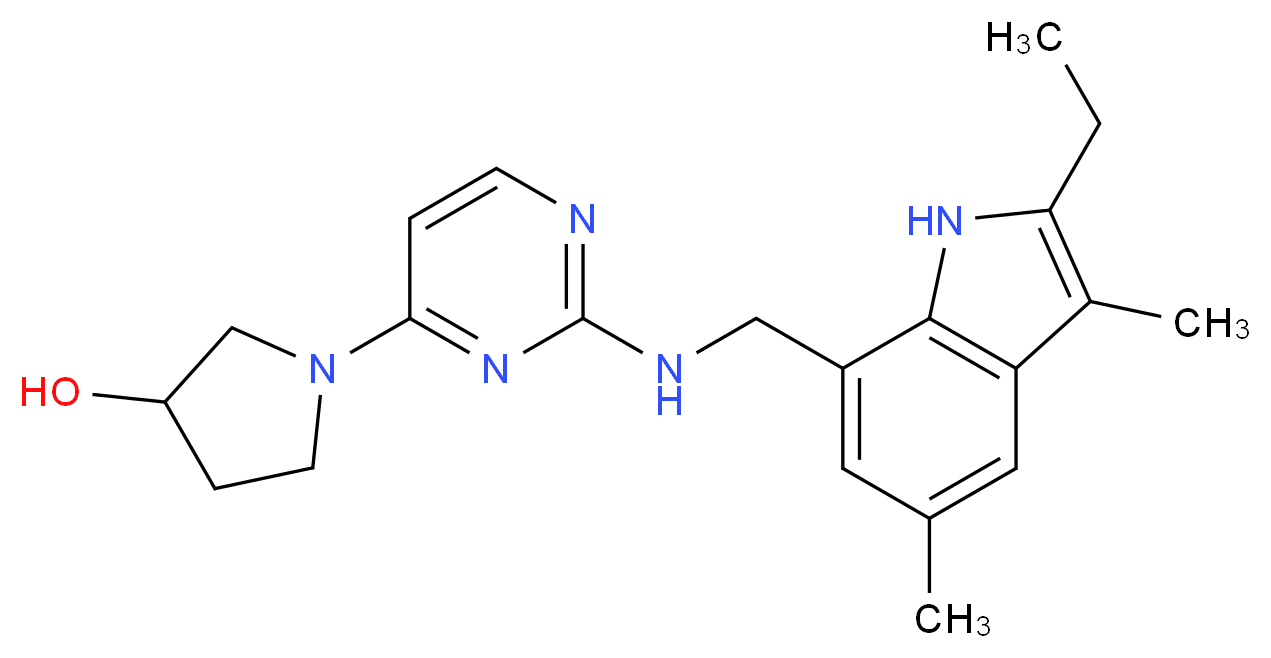 1-(2-{[(2-ethyl-3,5-dimethyl-1H-indol-7-yl)methyl]amino}pyrimidin-4-yl)pyrrolidin-3-ol_Molecular_structure_CAS_)