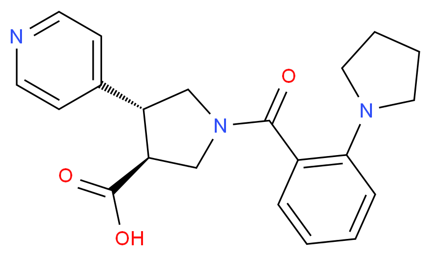 (3S*,4R*)-4-pyridin-4-yl-1-(2-pyrrolidin-1-ylbenzoyl)pyrrolidine-3-carboxylic acid_Molecular_structure_CAS_)