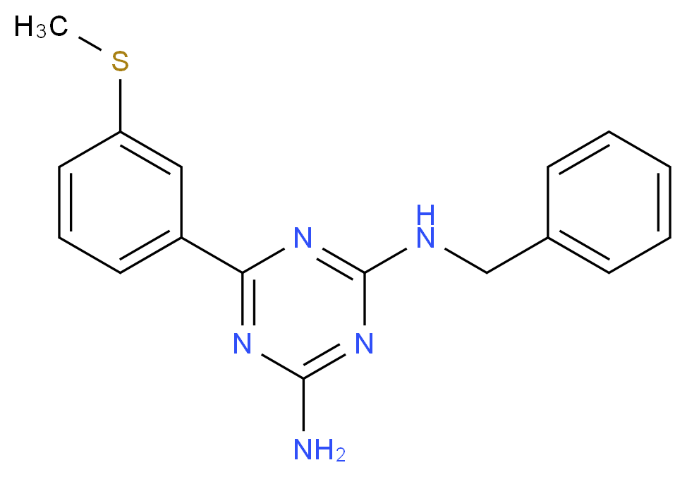 N-benzyl-6-[3-(methylthio)phenyl]-1,3,5-triazine-2,4-diamine_Molecular_structure_CAS_)