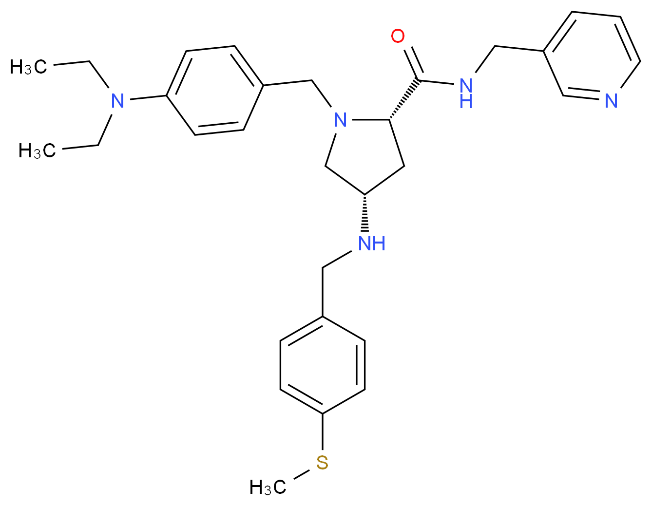 (4S)-1-[4-(diethylamino)benzyl]-4-{[4-(methylthio)benzyl]amino}-N-(3-pyridinylmethyl)-L-prolinamide_Molecular_structure_CAS_)