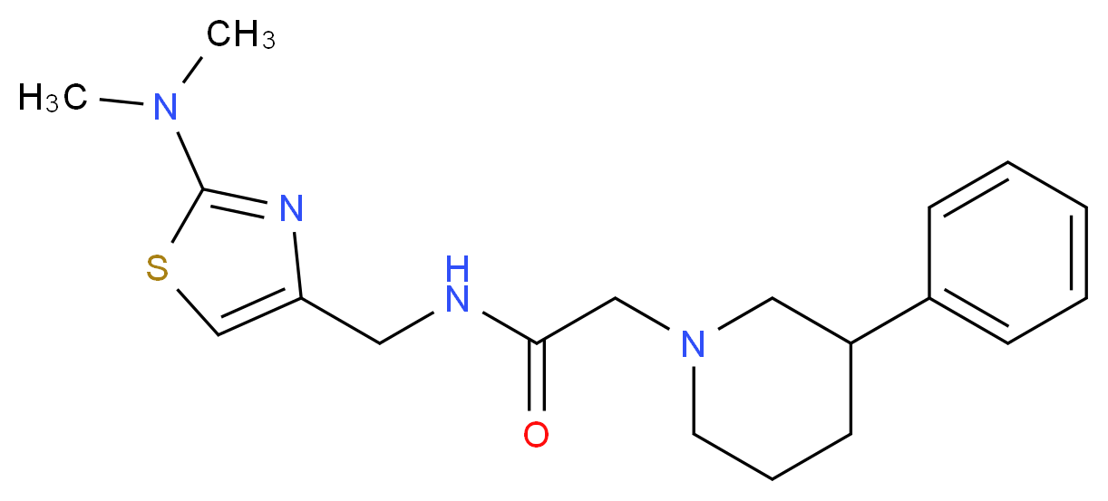 N-{[2-(dimethylamino)-1,3-thiazol-4-yl]methyl}-2-(3-phenyl-1-piperidinyl)acetamide_Molecular_structure_CAS_)