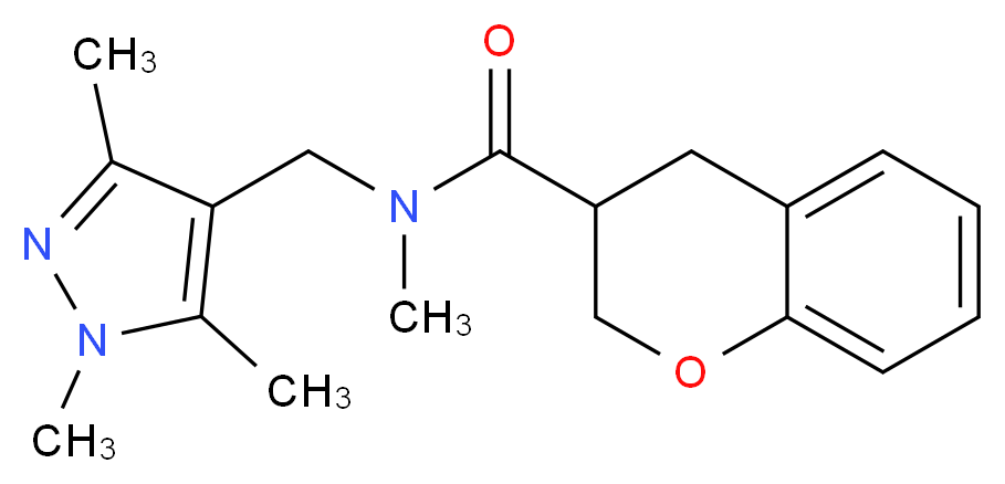 N-methyl-N-[(1,3,5-trimethyl-1H-pyrazol-4-yl)methyl]chromane-3-carboxamide_Molecular_structure_CAS_)