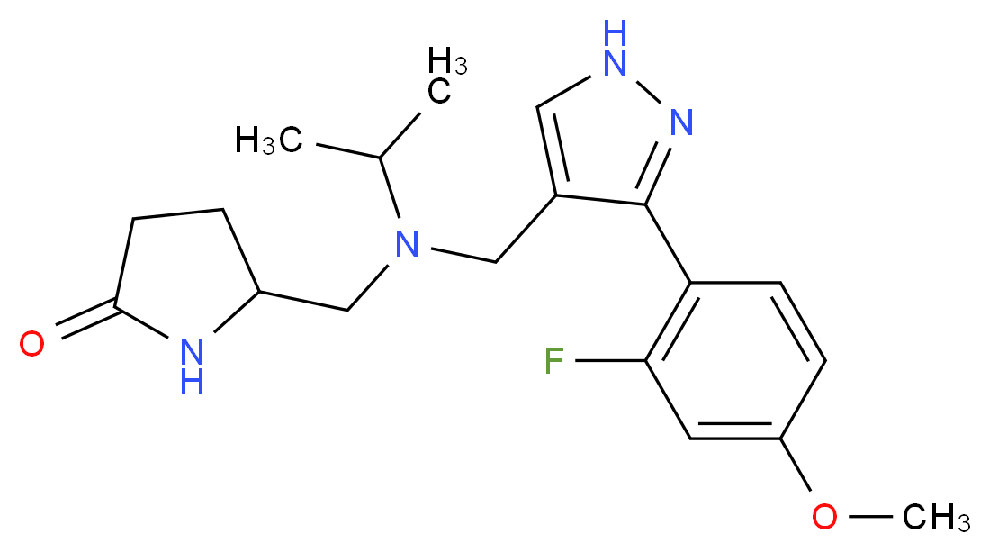 5-{[{[3-(2-fluoro-4-methoxyphenyl)-1H-pyrazol-4-yl]methyl}(isopropyl)amino]methyl}-2-pyrrolidinone_Molecular_structure_CAS_)