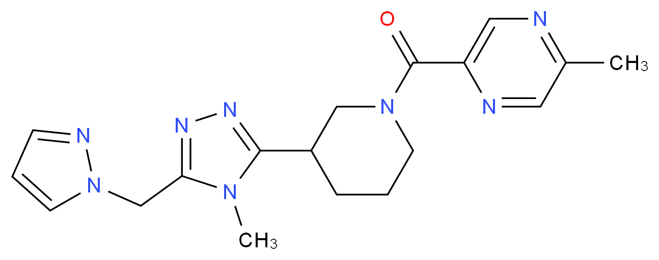 2-methyl-5-({3-[4-methyl-5-(1H-pyrazol-1-ylmethyl)-4H-1,2,4-triazol-3-yl]piperidin-1-yl}carbonyl)pyrazine_Molecular_structure_CAS_)
