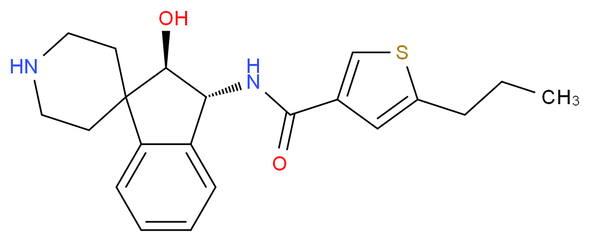 N-[(2R*,3R*)-2-hydroxy-2,3-dihydrospiro[indene-1,4'-piperidin]-3-yl]-5-propyl-3-thiophenecarboxamide_Molecular_structure_CAS_)