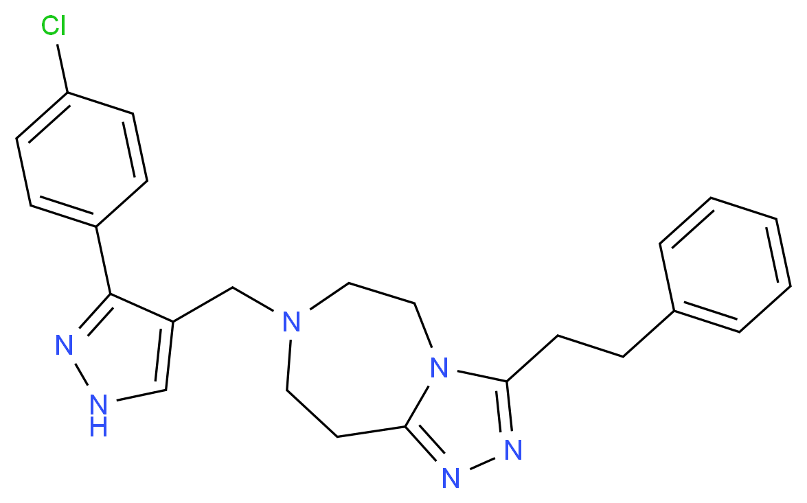 7-{[3-(4-chlorophenyl)-1H-pyrazol-4-yl]methyl}-3-(2-phenylethyl)-6,7,8,9-tetrahydro-5H-[1,2,4]triazolo[4,3-d][1,4]diazepine_Molecular_structure_CAS_)