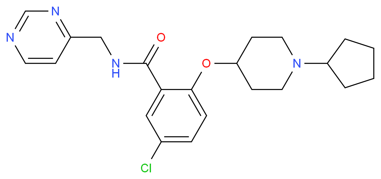 5-chloro-2-[(1-cyclopentyl-4-piperidinyl)oxy]-N-(4-pyrimidinylmethyl)benzamide_Molecular_structure_CAS_)