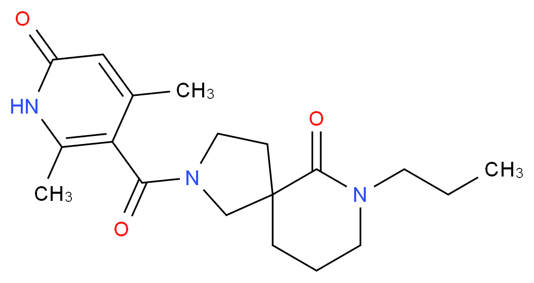 2-[(2,4-dimethyl-6-oxo-1,6-dihydropyridin-3-yl)carbonyl]-7-propyl-2,7-diazaspiro[4.5]decan-6-one_Molecular_structure_CAS_)