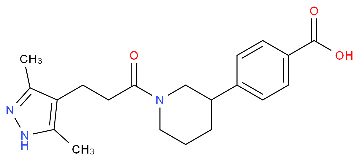 4-{1-[3-(3,5-dimethyl-1H-pyrazol-4-yl)propanoyl]piperidin-3-yl}benzoic acid_Molecular_structure_CAS_)