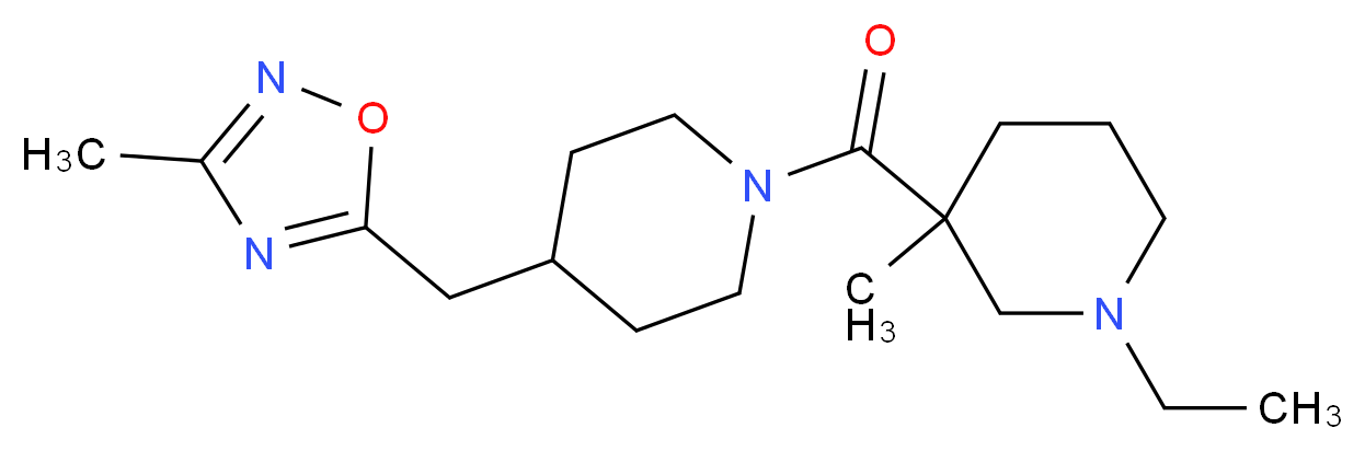 1-ethyl-3-methyl-3-({4-[(3-methyl-1,2,4-oxadiazol-5-yl)methyl]-1-piperidinyl}carbonyl)piperidine_Molecular_structure_CAS_)
