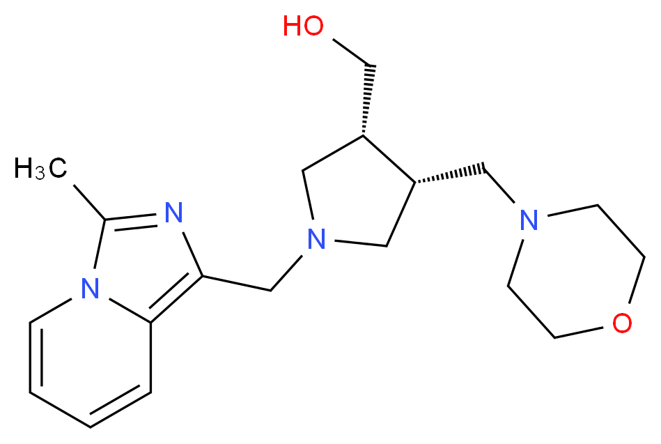 [(3R*,4S*)-1-[(3-methylimidazo[1,5-a]pyridin-1-yl)methyl]-4-(morpholin-4-ylmethyl)pyrrolidin-3-yl]methanol_Molecular_structure_CAS_)