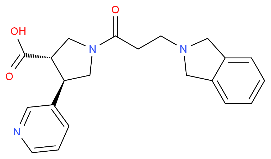 (3S*,4R*)-1-[3-(1,3-dihydro-2H-isoindol-2-yl)propanoyl]-4-pyridin-3-ylpyrrolidine-3-carboxylic acid_Molecular_structure_CAS_)