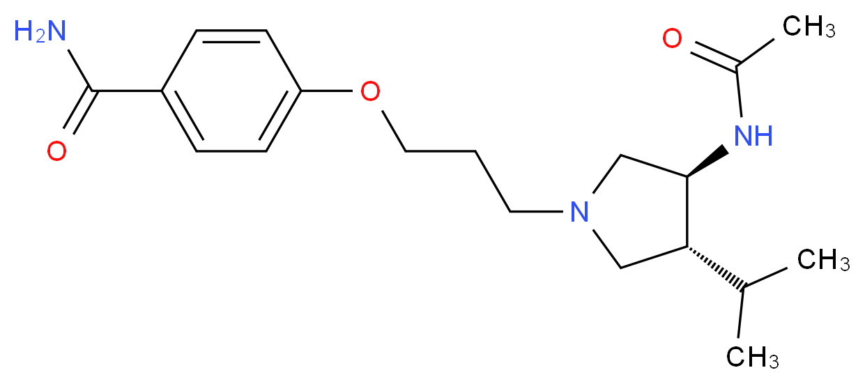 4-{3-[(3S*,4R*)-3-(acetylamino)-4-isopropylpyrrolidin-1-yl]propoxy}benzamide_Molecular_structure_CAS_)