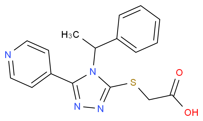 {[4-(1-phenylethyl)-5-pyridin-4-yl-4H-1,2,4-triazol-3-yl]thio}acetic acid_Molecular_structure_CAS_)