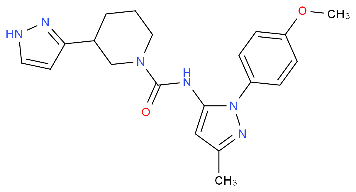 N-[1-(4-methoxyphenyl)-3-methyl-1H-pyrazol-5-yl]-3-(1H-pyrazol-3-yl)piperidine-1-carboxamide_Molecular_structure_CAS_)